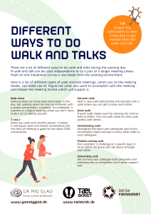Different ways to do walk and talks