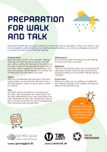 Preparation for walk and talk